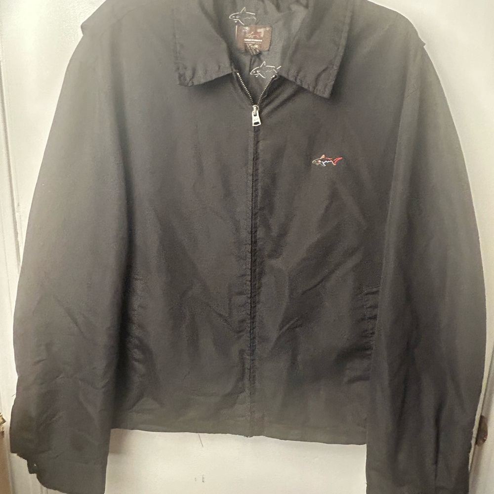 Greg Norman Shark Logo Jacket Mens M Black Golf Windbreaker Lightweight